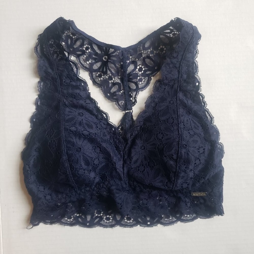 Nautica INTIMATES RACERBACK LACE BRALETTE  NAVY BLUE SIZE MEDIUM